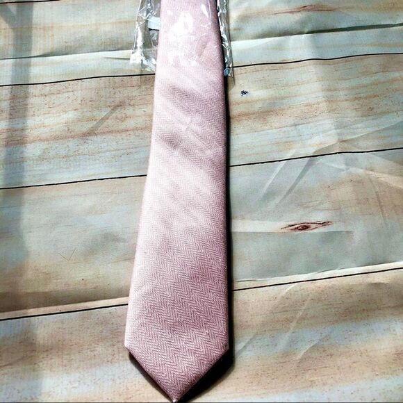 New Tie Bar Linen & Silk Pink Wedding Tie - Picture 2 of 8